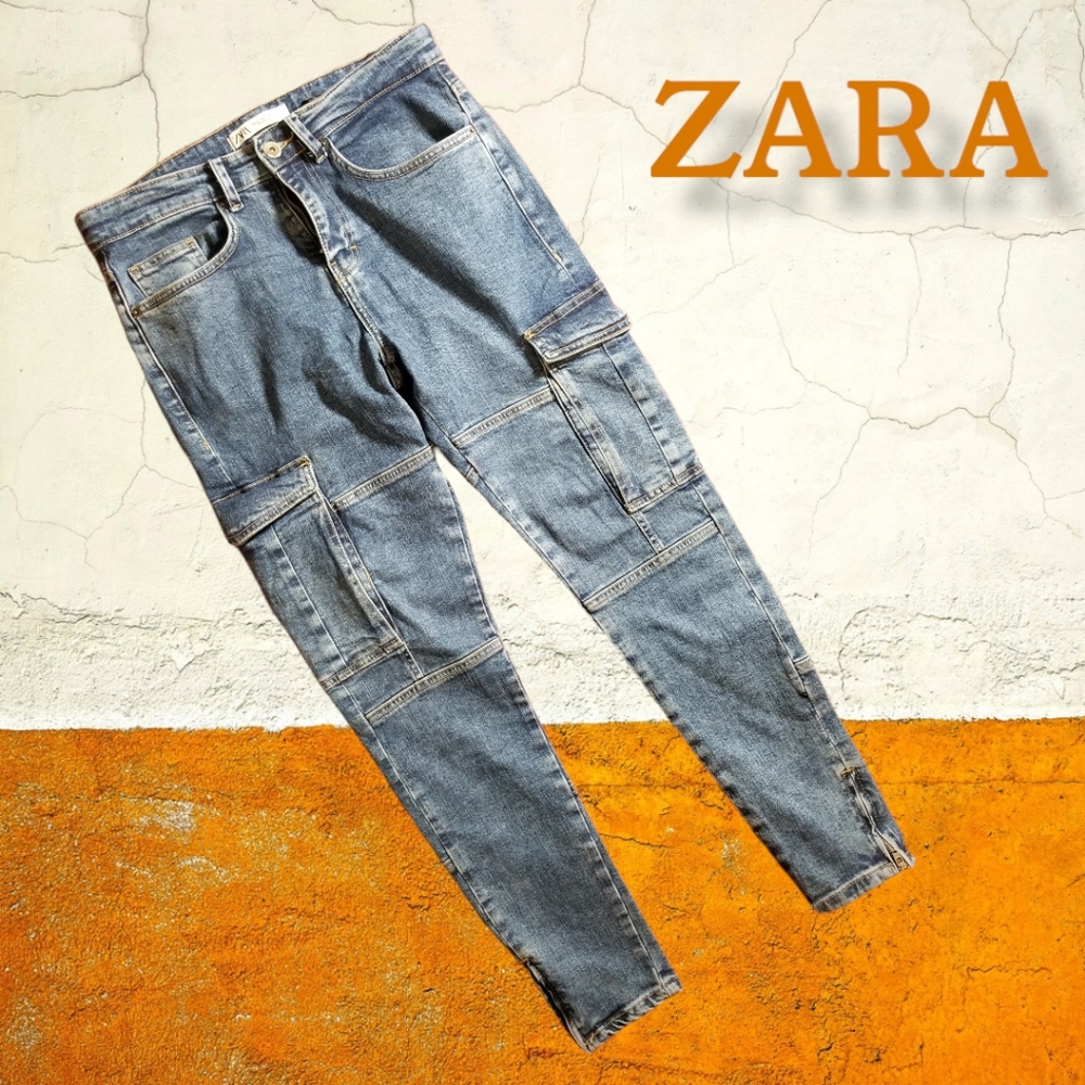 Zara Zippered Cargo Jeans 30x28